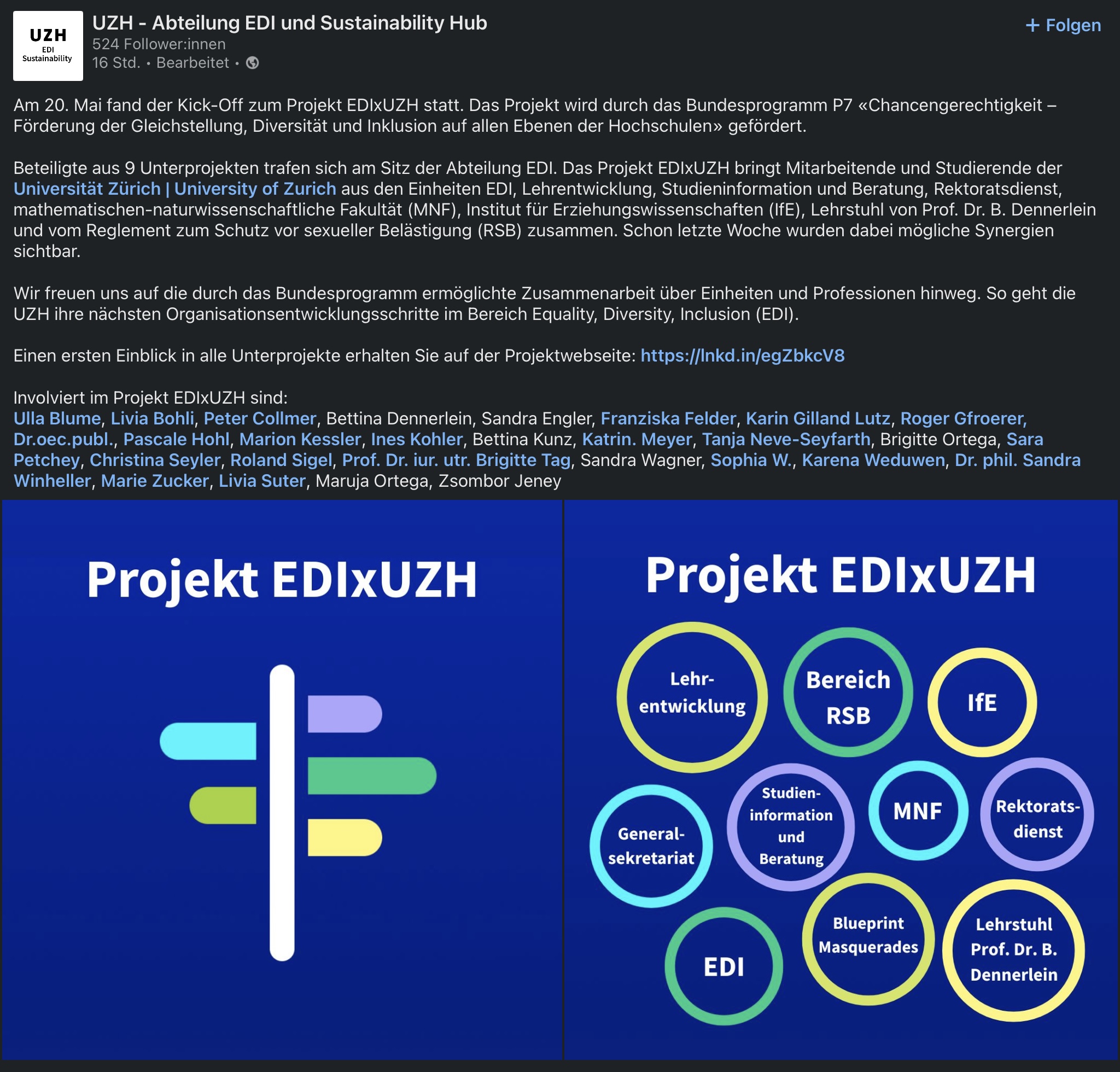 Kick-Off EDIxUZH_Linkedin post